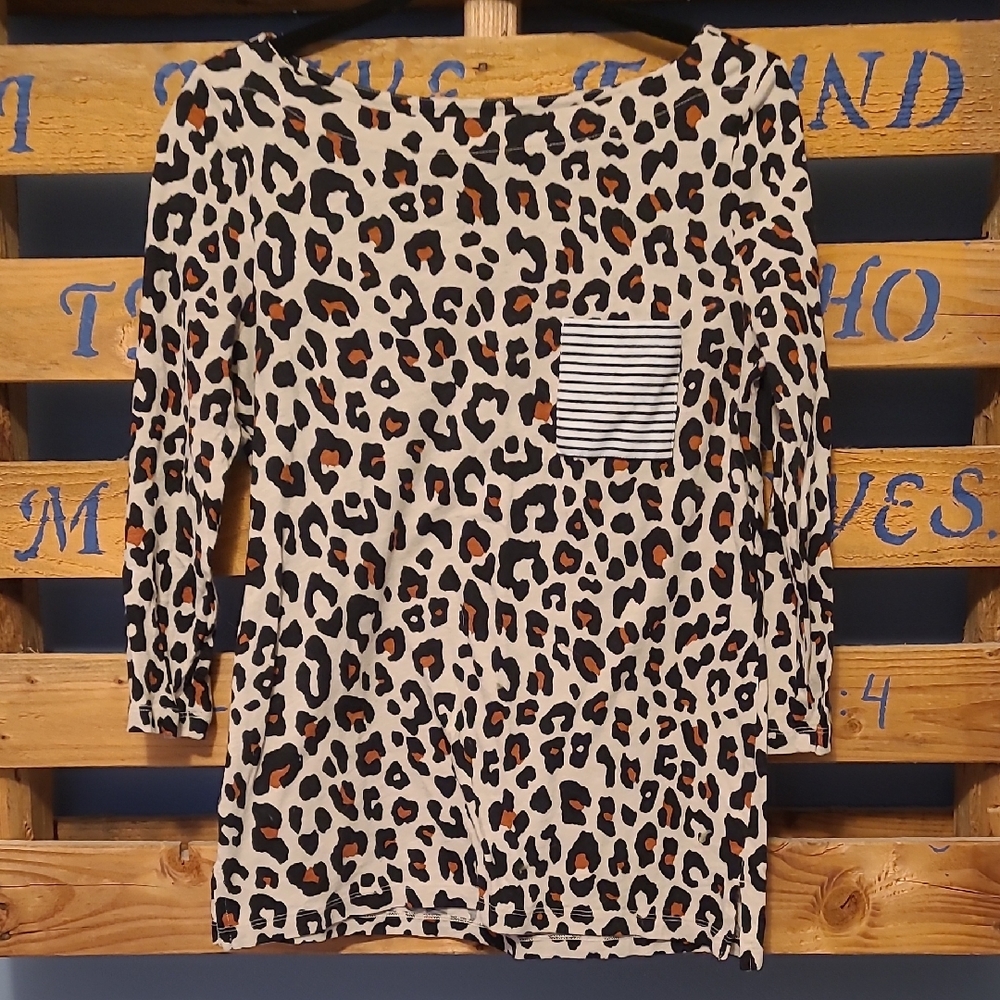 LOFT Animal Print Long Sleeve Tee
